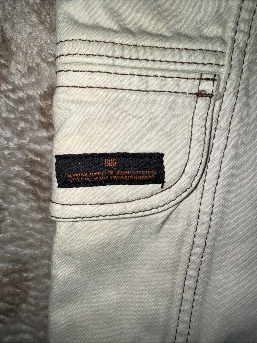 BDG Cream Utility Cargo Pants with High Elastic Waist